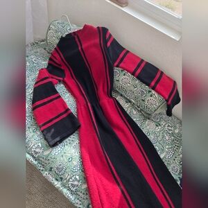 Black and Red Striped Midi